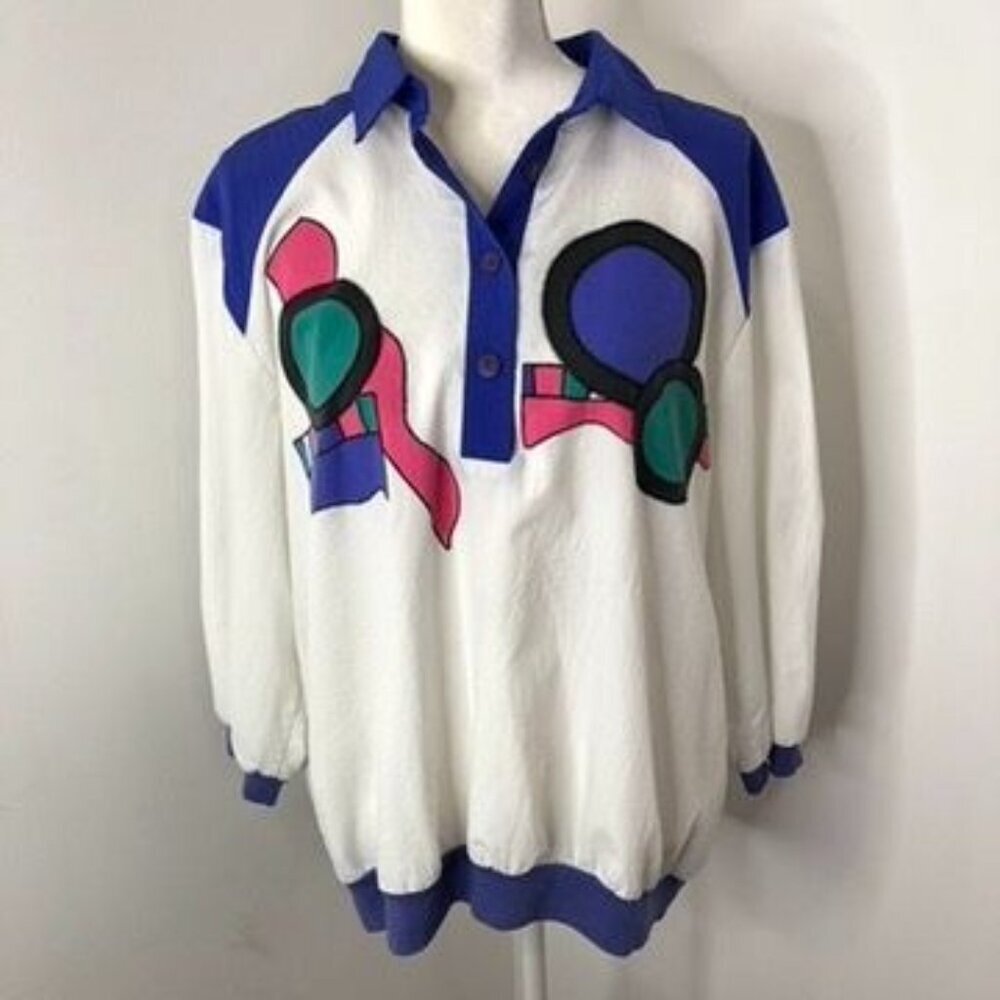 Vintage Teddi Sport Women's Pullover Sweatshirt Abstract Design Size XL 1980's